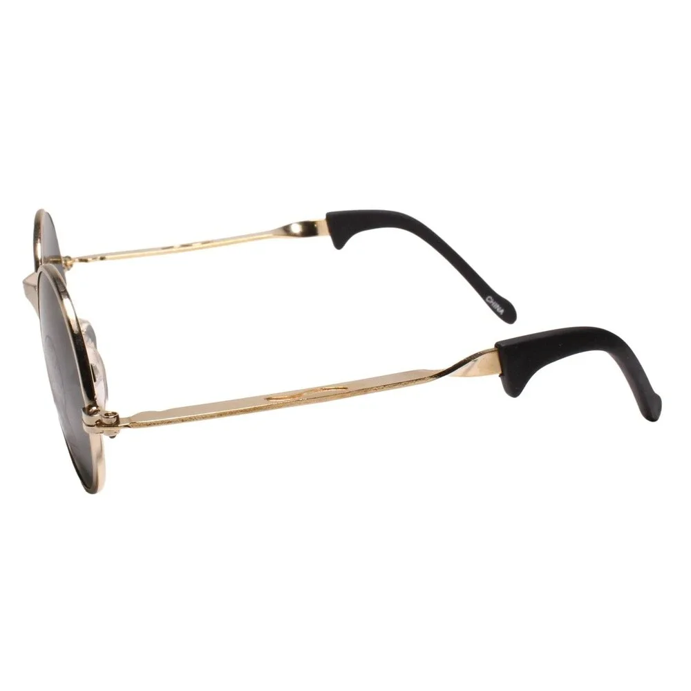 Genuine Vintage 80s Mens Womens Gold Frame Small Round Sunglasses